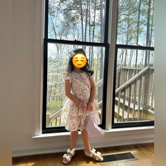 5T Rare Editions Floral Tiered Ruffle Dress - Pink, Purple & Yellow - Picture 4 of 4